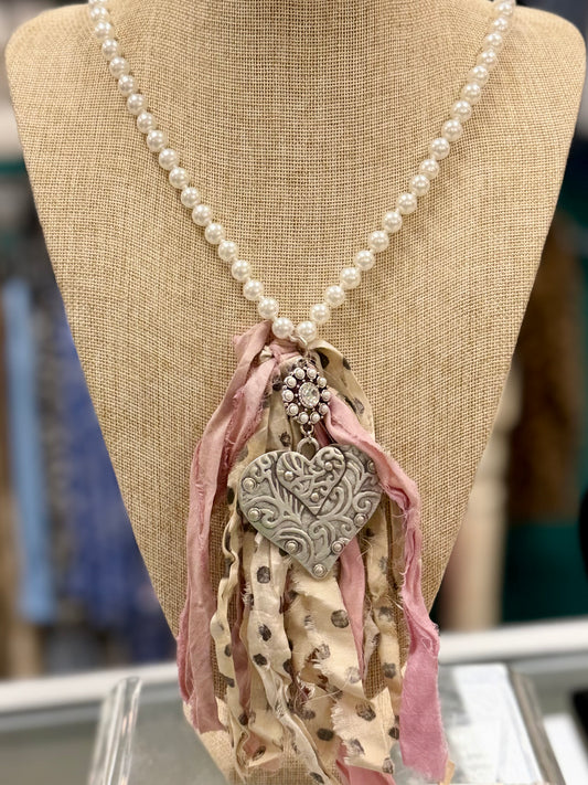 Pearls & Polka Dots Tassel Necklace