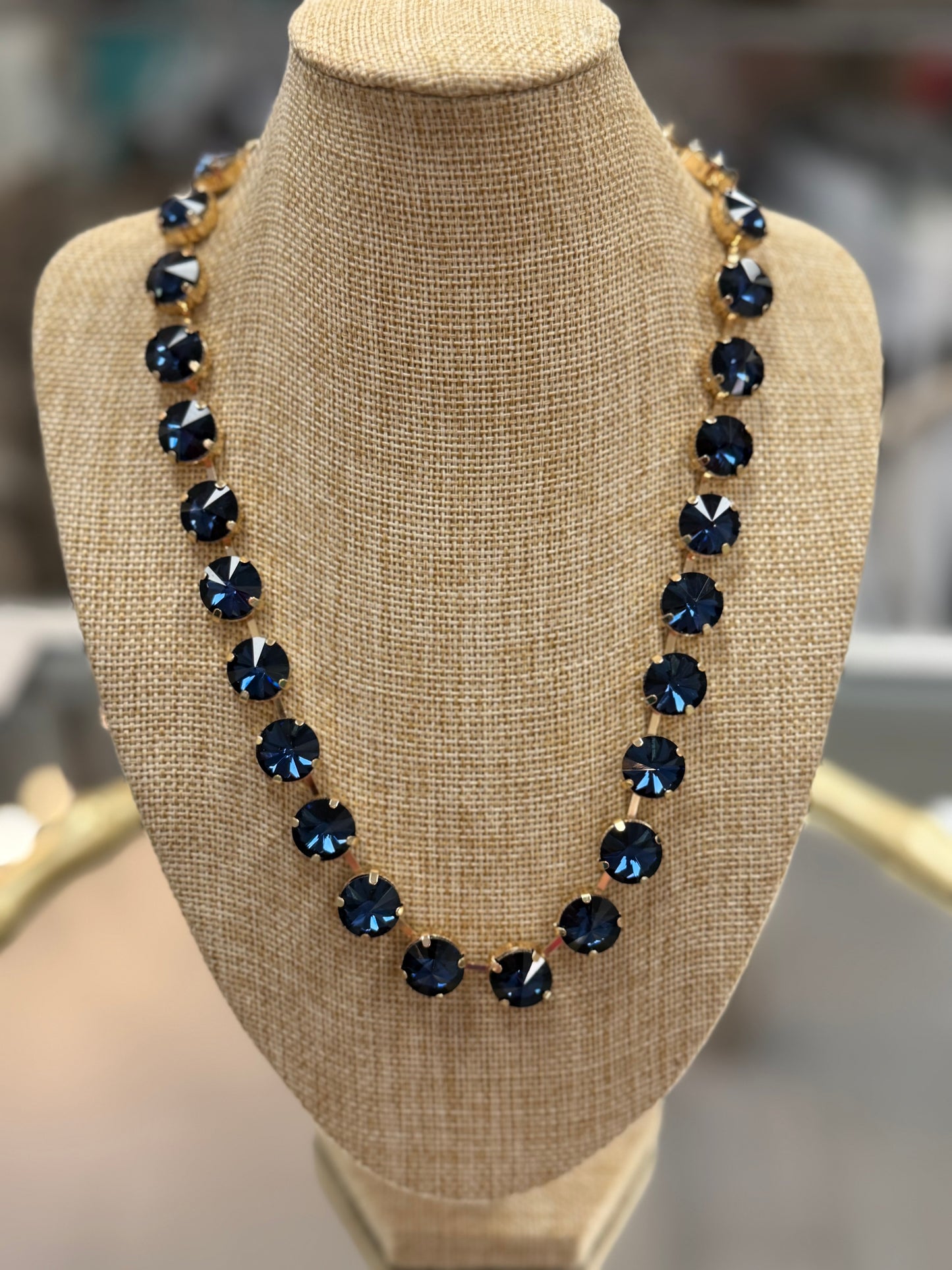 Dark Blue Rhinestone Necklace