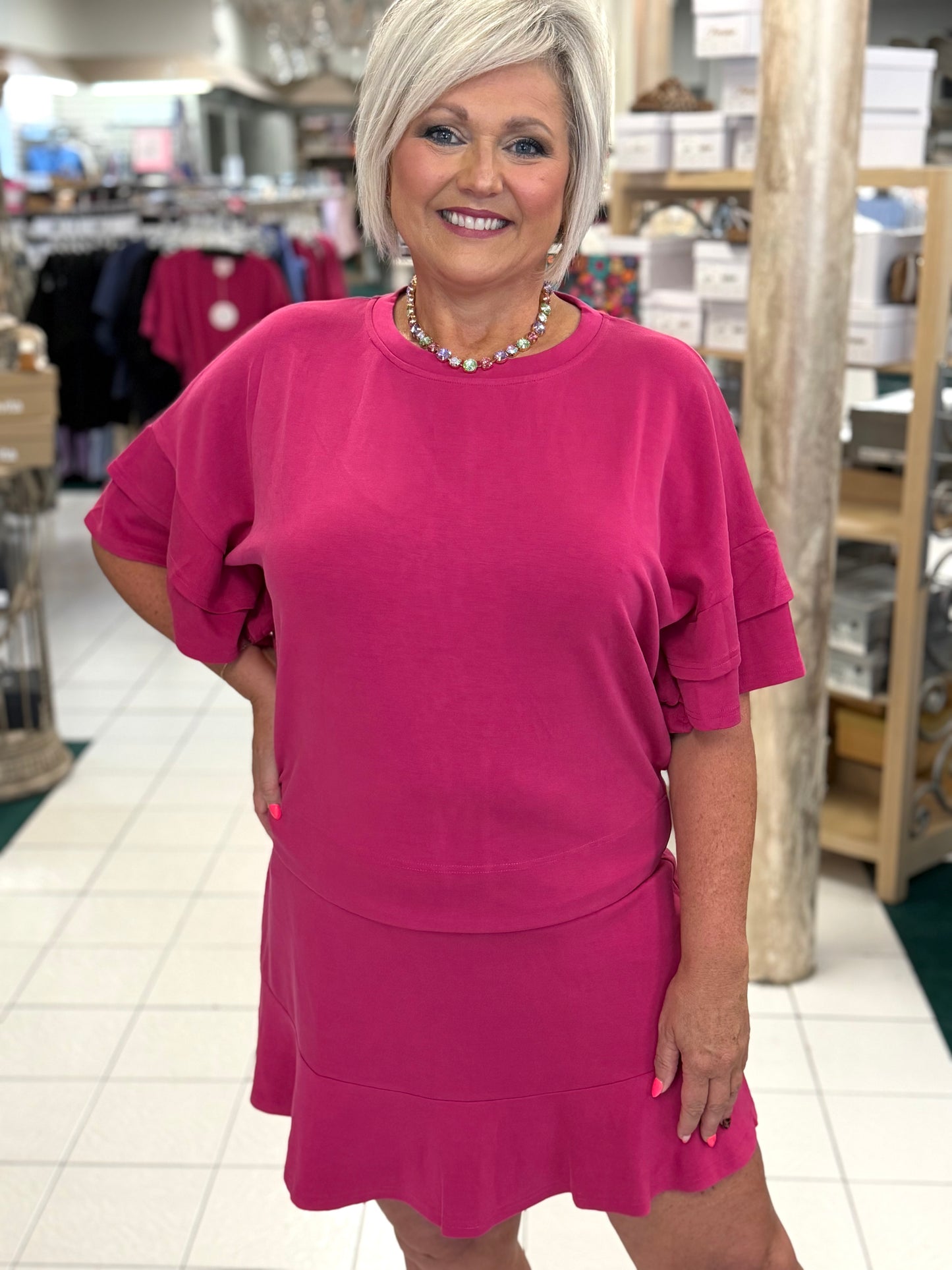 Umgee Fuchsia SELECT LUXEKNIT Flare Active Skort