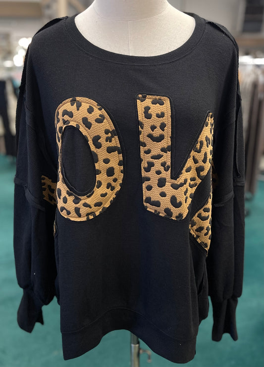 Bibi LEOPARD PATCHWORK LETTER LOOSE TOP