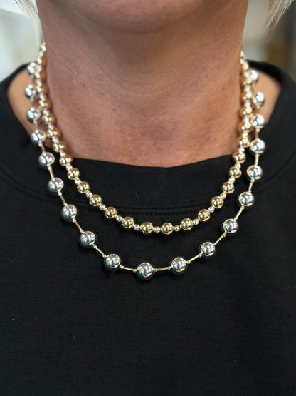 Water Resistant Gold Beaded and Silver Double Layered Multiway 16"-18" Necklace