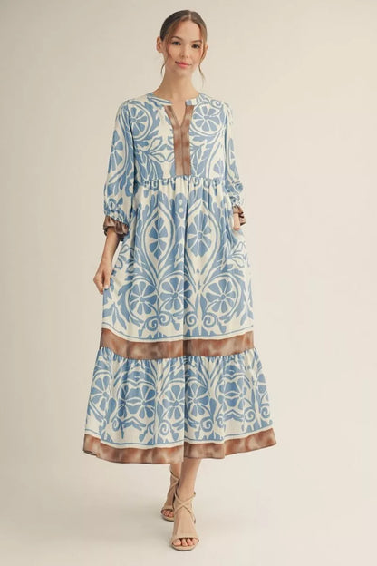 Jodifl Sky Blue & Taupe Midi Dress