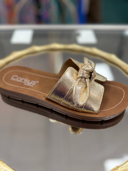 Corkys Gold Crinkle Metallic Too Cute Sandals