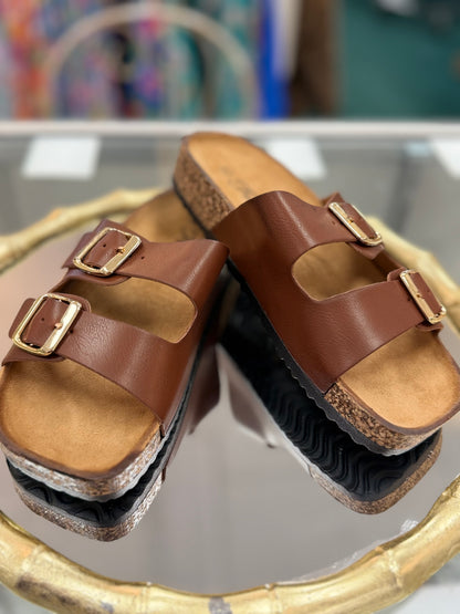Forever Brown Buckle Sandal