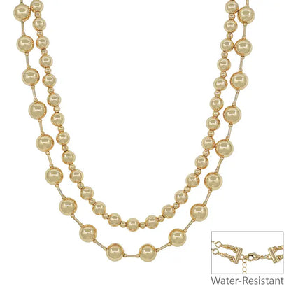 Water Resistant Gold Beaded and Gold Double Layered Multiway 16"-18" Necklace