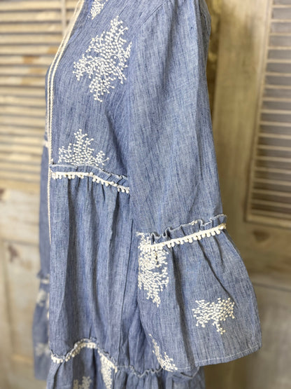 Original Cottage Loom Embroidered Chambray Dress
