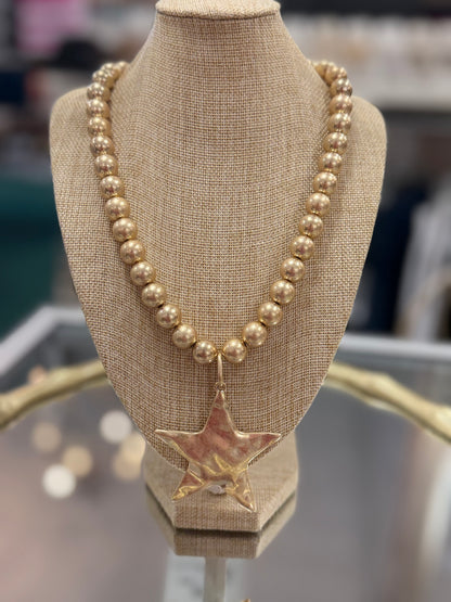 Gold Star Beaded Necklace