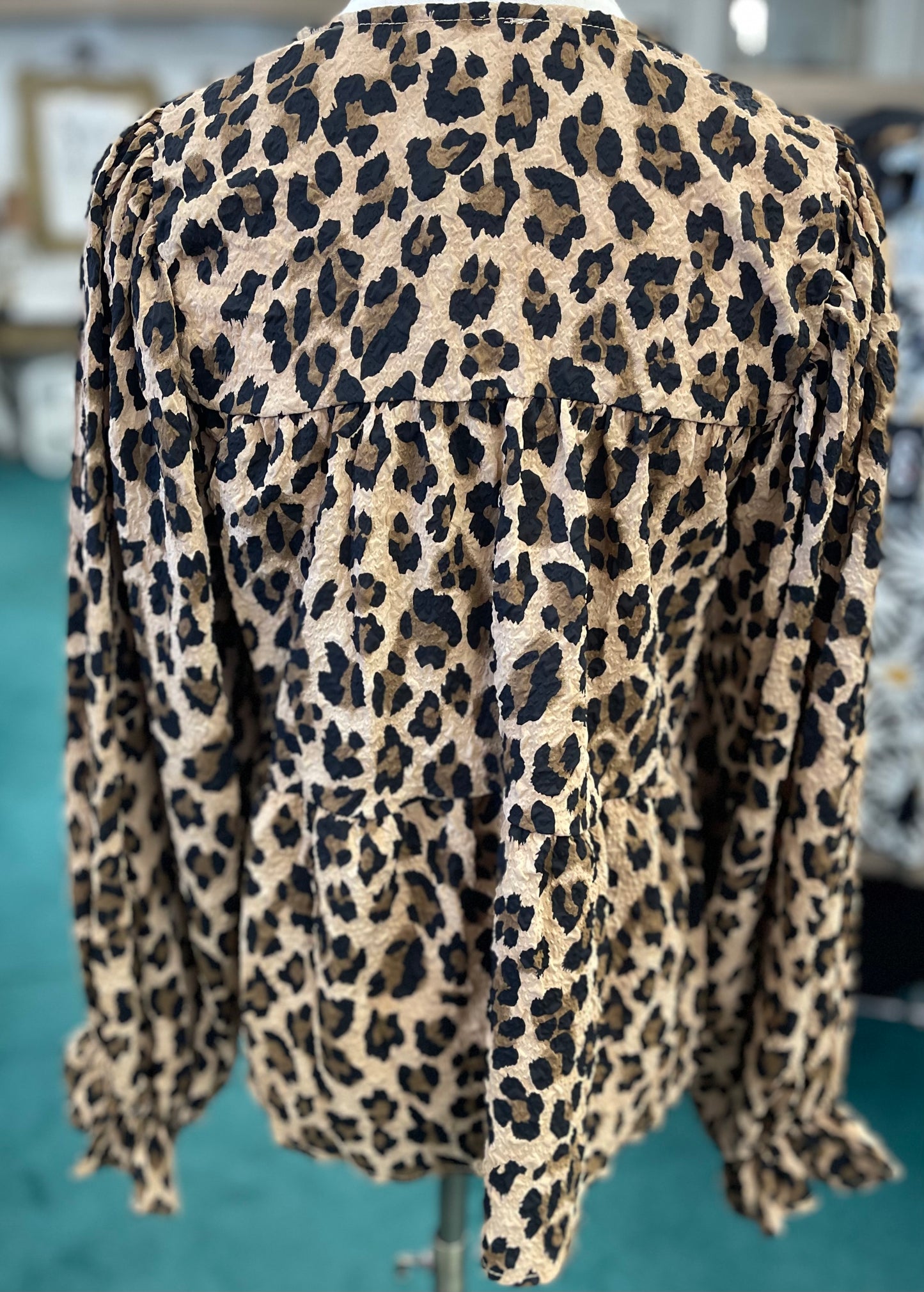 Bibi Leopard Print Tiered Top