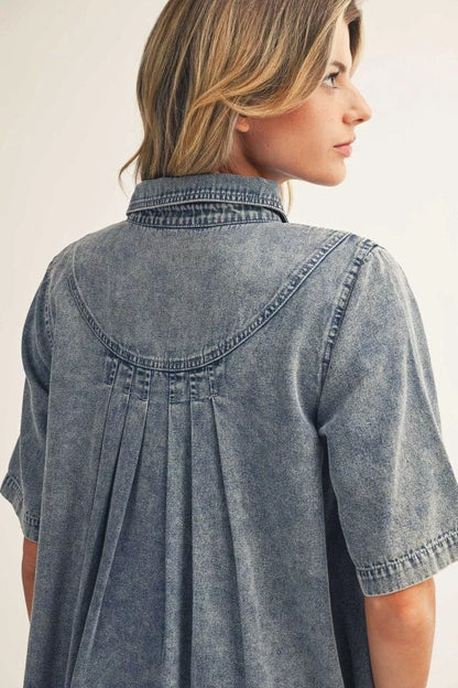 Jodifl Short Denim Dress with Collar