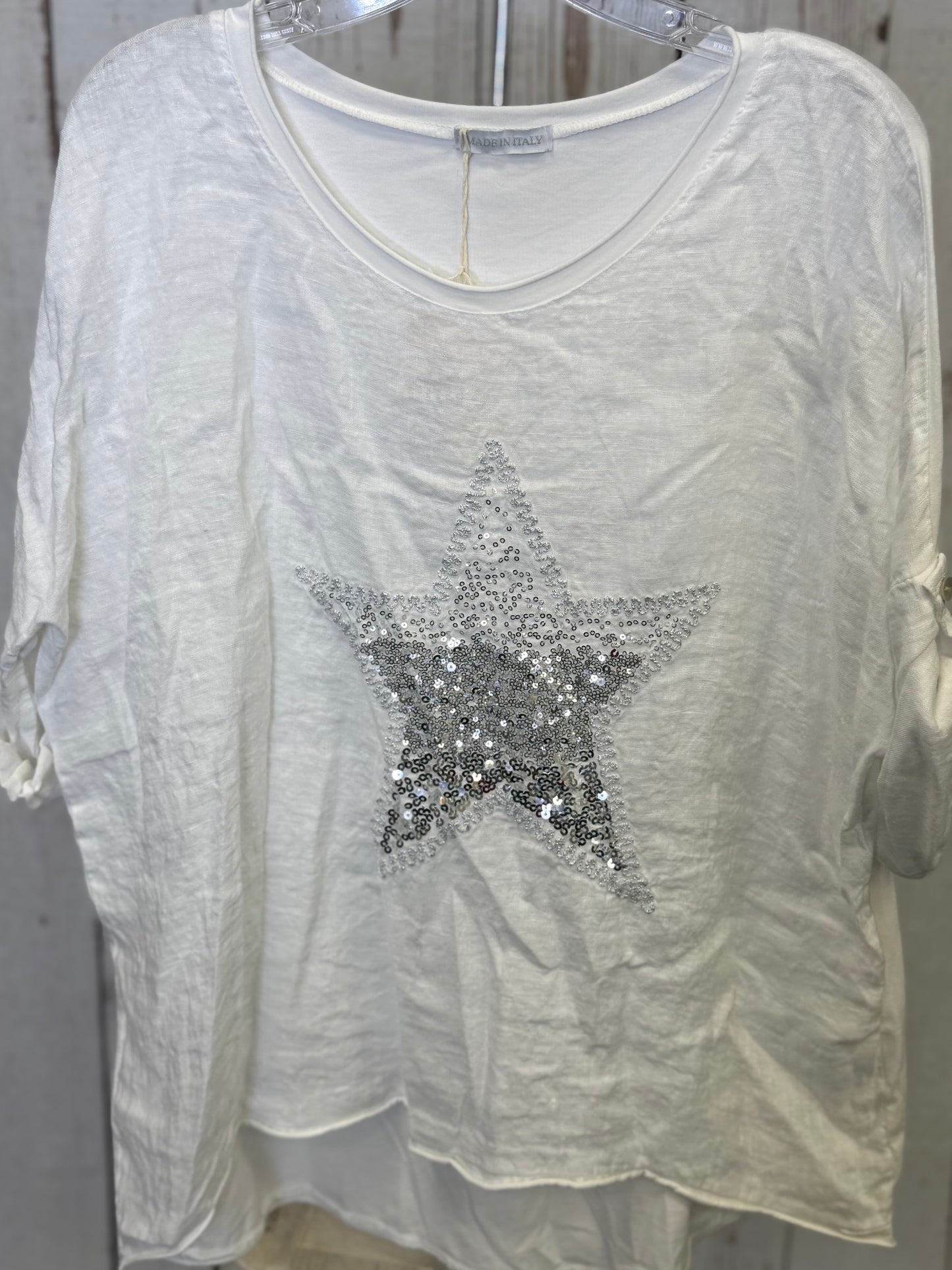 Made in Italy Shining Star Linen Top