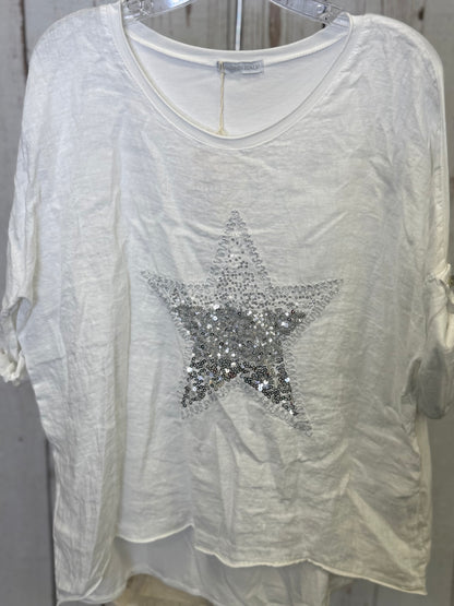 Made in Italy Shining Star Linen Top