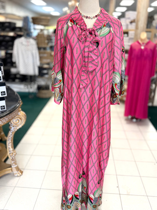 gigio maxi dress GiGio Mixed Print Button Down Front Maxi Dress in Olive Mix S
