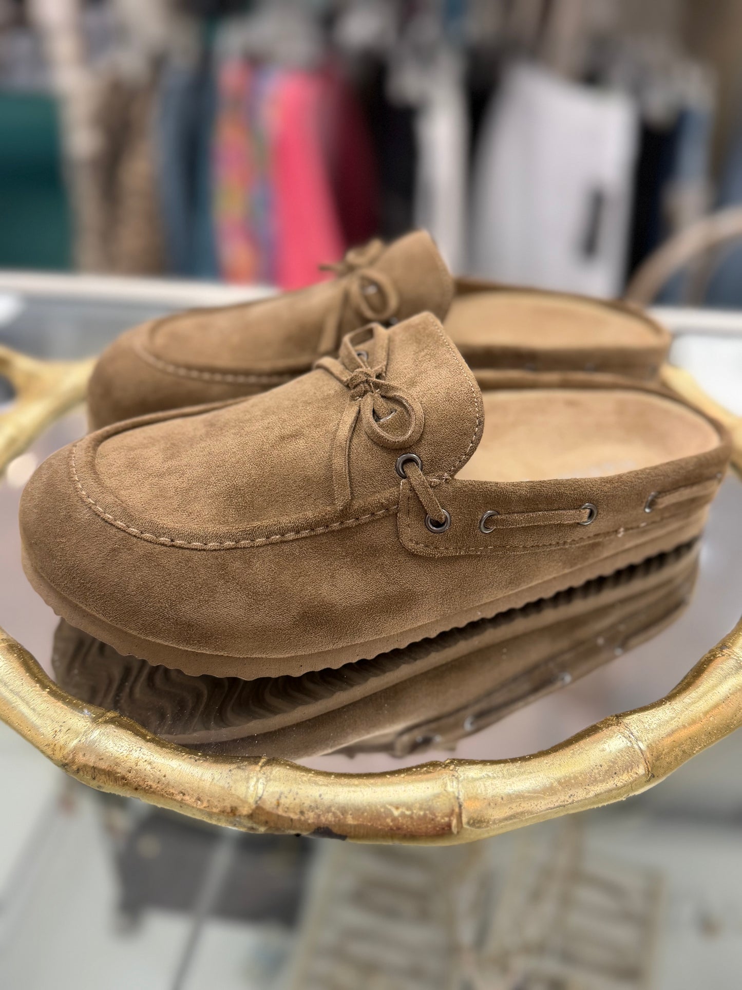 Madden Girl Taupe Paisleyy Slip On Mules