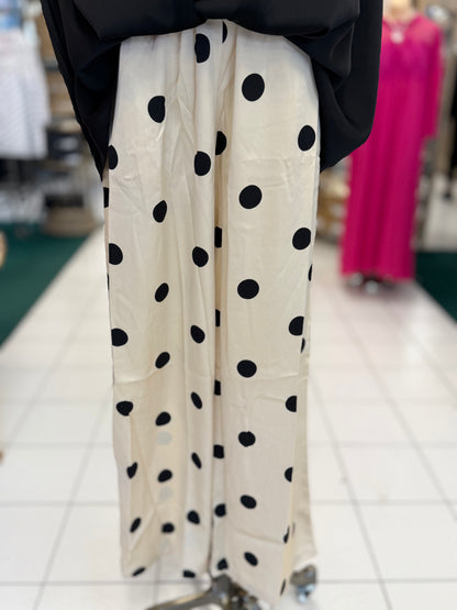 Davi & Dani Taupe & Black Wide Leg Polka Dot Pants
