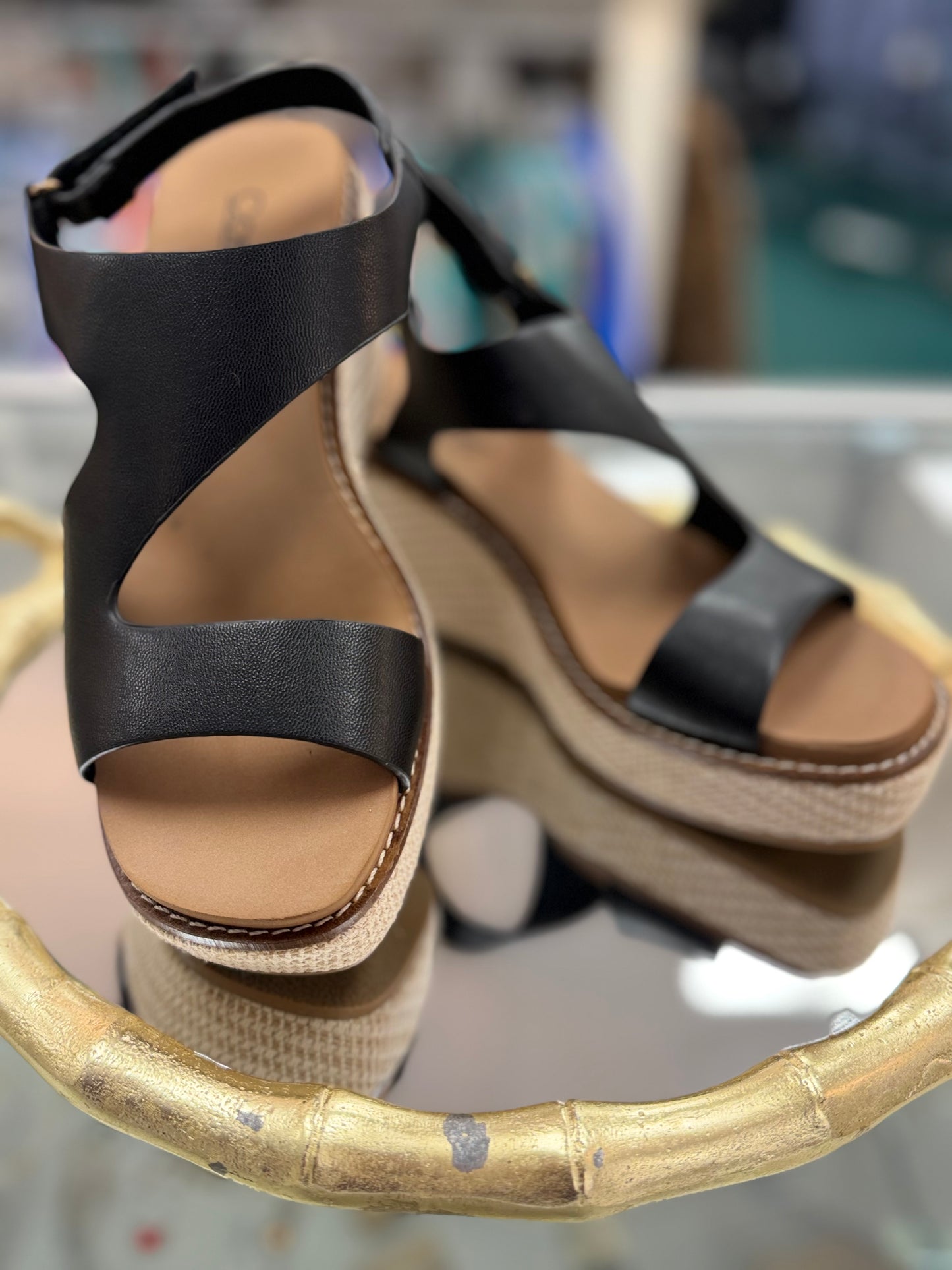 Corkys Black Steppin Out Platform Sandal