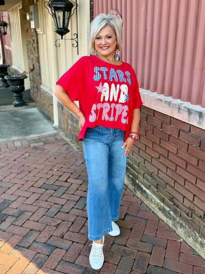 Bibi MIX AND MATCH STARS AND STRIPES PATCHWORK TOP