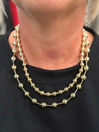 Water Resistant Gold Beaded and Gold Double Layered Multiway 16"-18" Necklace