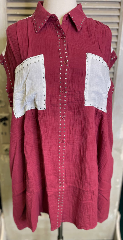 Color Block Cotton Gauze Dress