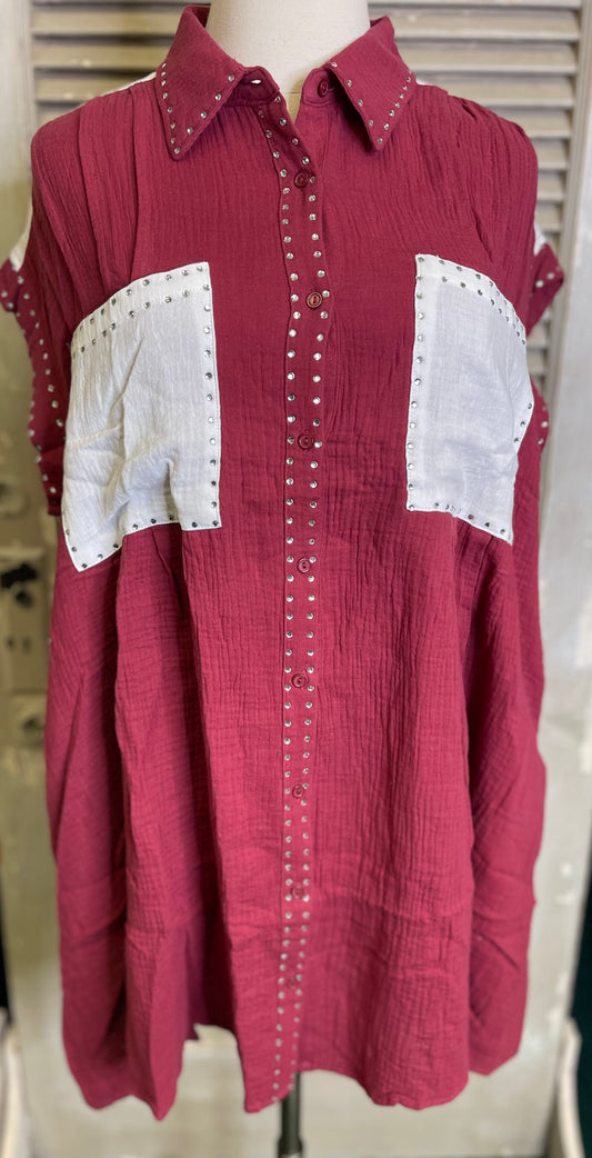 Color Block Cotton Gauze Dress