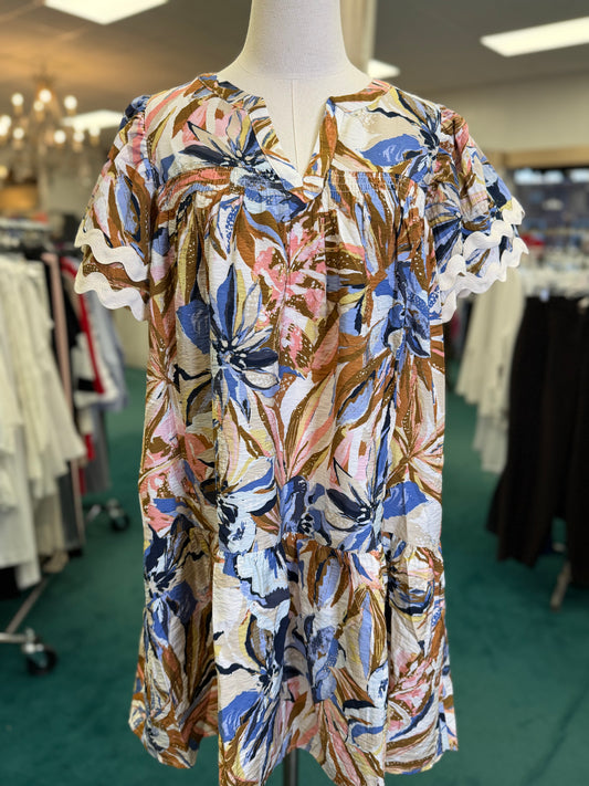 Oddi Botanical Printed Tiered Mini Dress