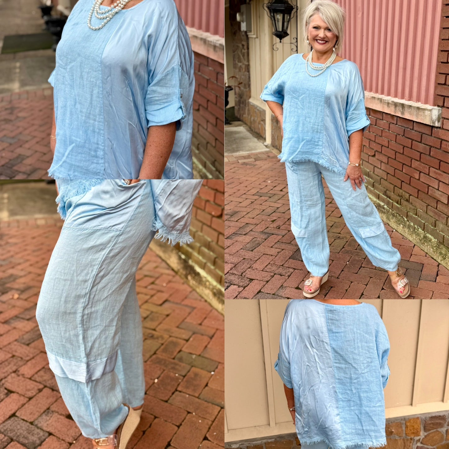 Made in Italy Linen Cargo Pant with Silk Detail