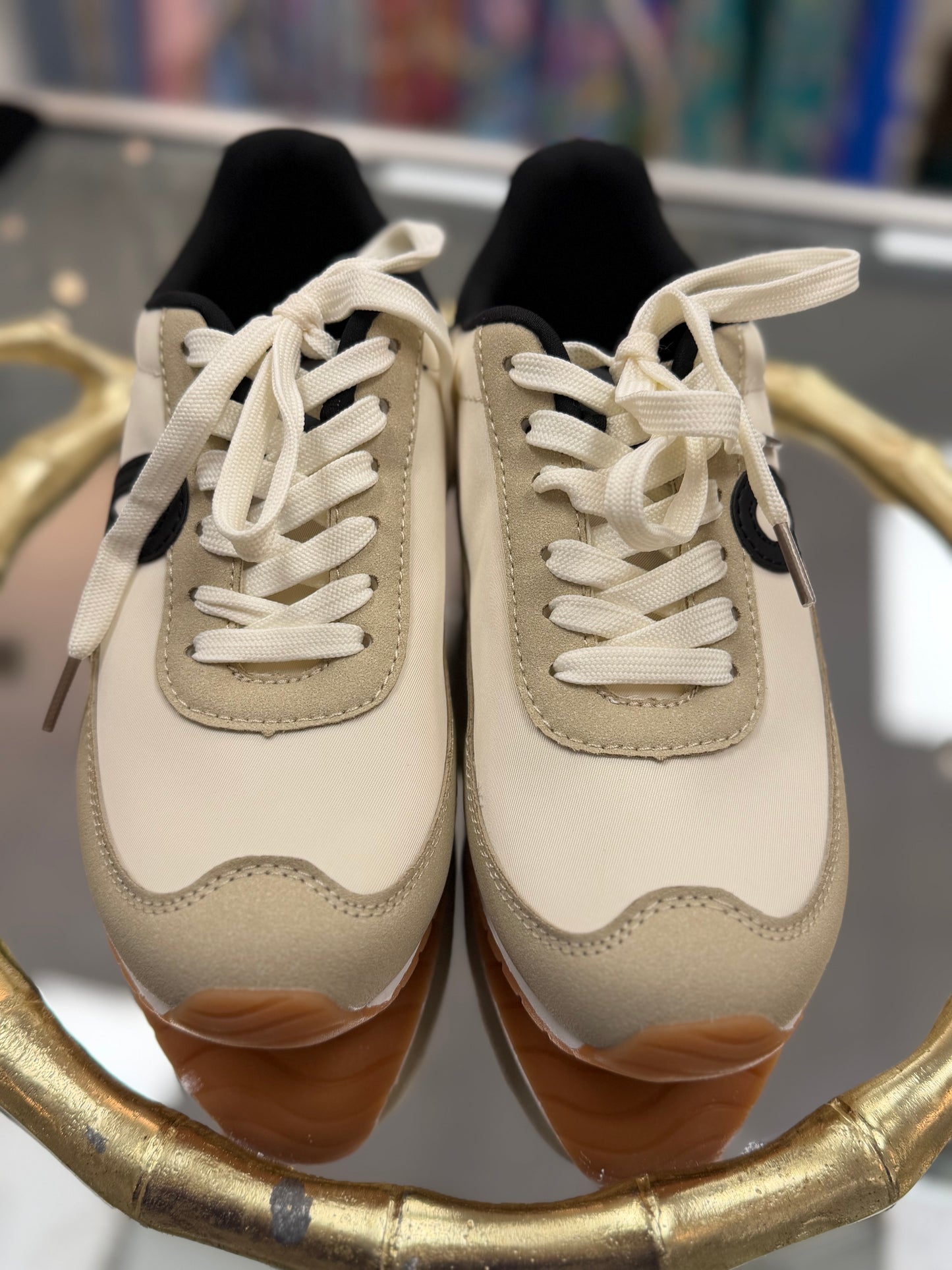Taupe & Black Trainer Sneaker
