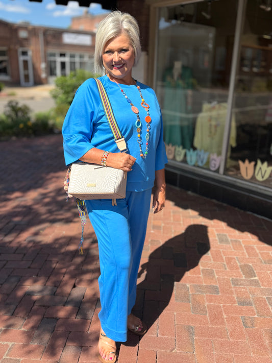Umgee Cerulean Luxeknit On-The-Go Straight Leg Pants