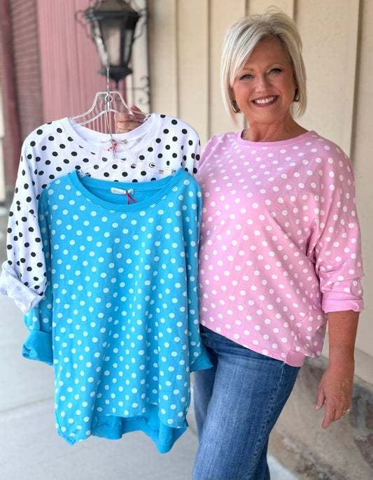 Yolly Polka Dot French Terry Top