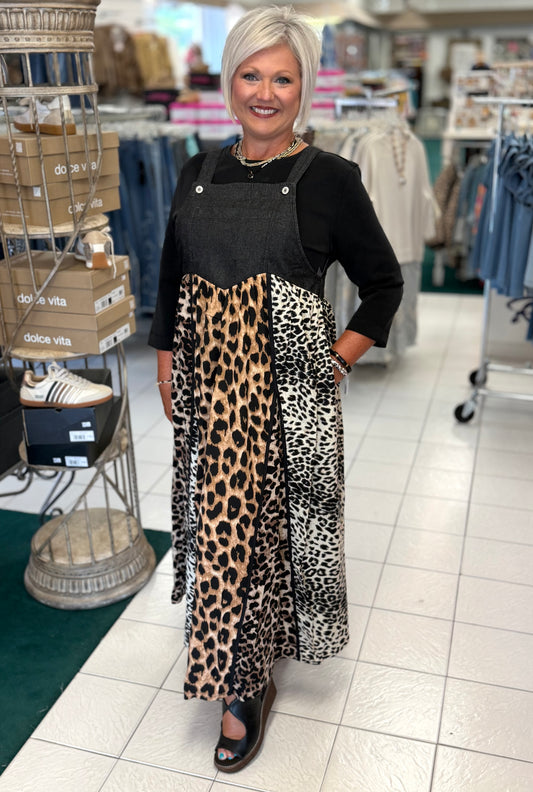 Oddi Mixed Leopard Printed Overall Dress
