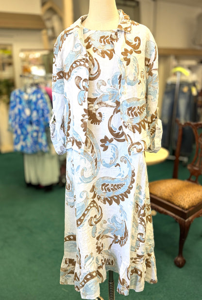 Made in Italy Sleeveless Linen Dress with Matching Jacket