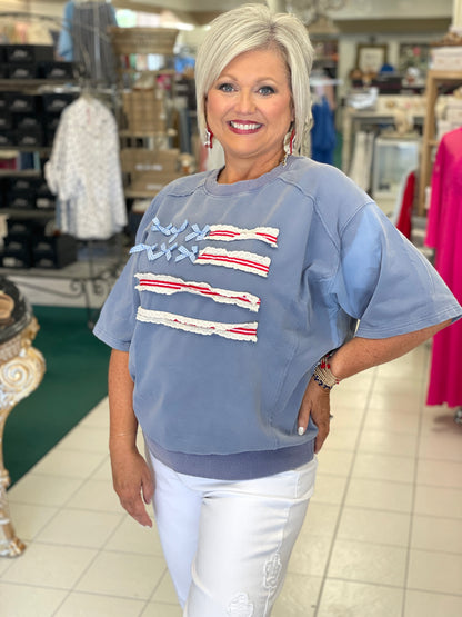 Easel American Flag Washed Terry Pullover