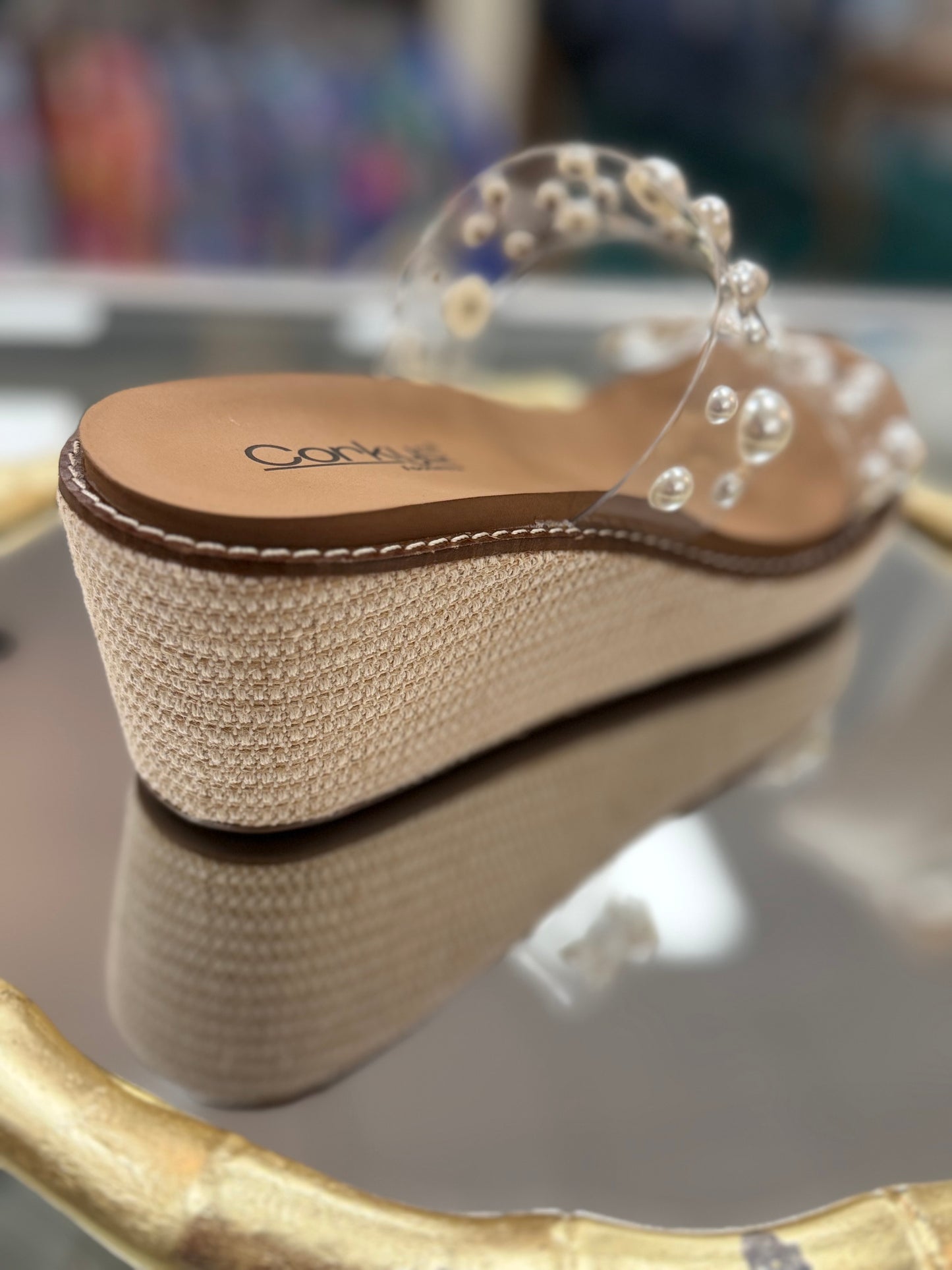 Corkys Clear and Pearls Look Who's Here Platform Sandal