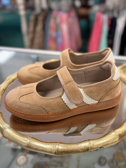 Hey Girl by Corkys Camel Faux Suede Calm Down Sneaker