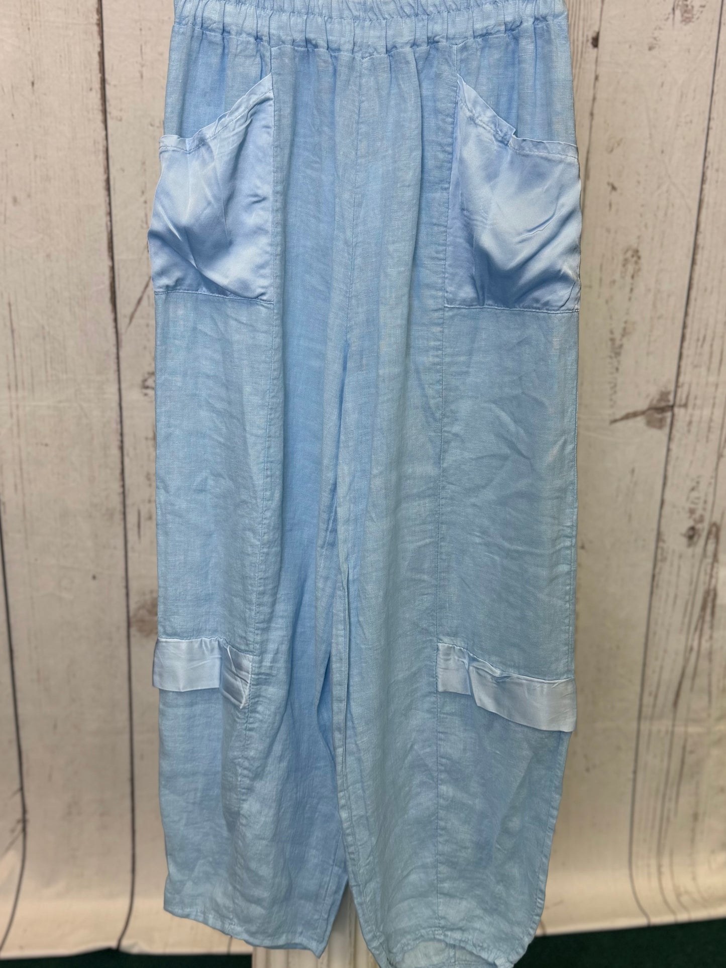 Made in Italy Linen Cargo Pant with Silk Detail