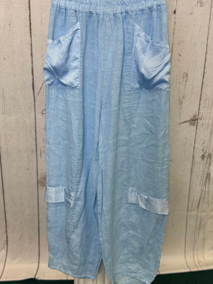 Made in Italy Linen Cargo Pant with Silk Detail