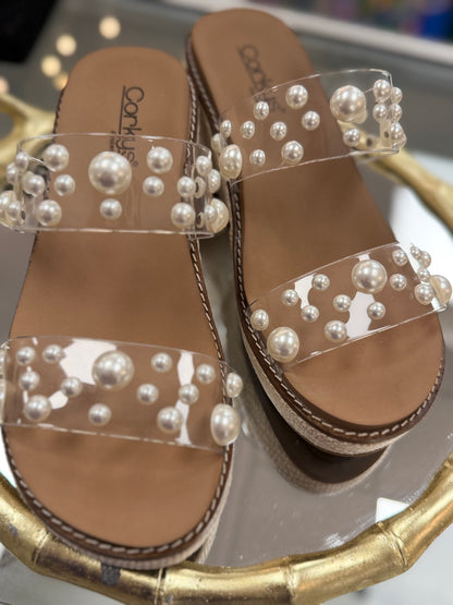 Corkys Clear and Pearls Look Who's Here Platform Sandal