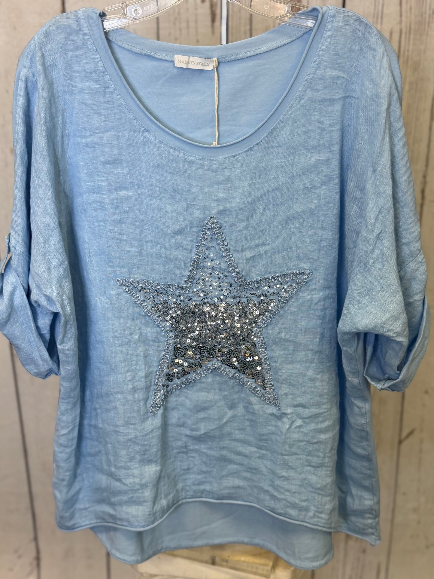 Made in Italy Shining Star Linen Top