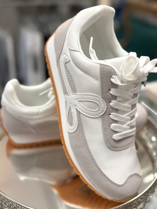 Beige & White Trainer Sneaker