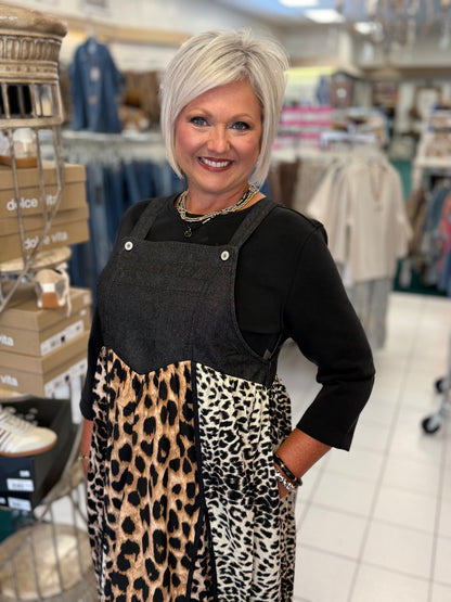 Oddi Mixed Leopard Printed Overall Dress