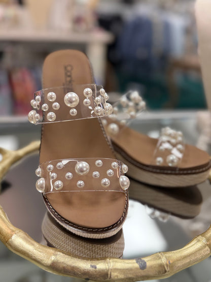 Corkys Clear and Pearls Look Who's Here Platform Sandal