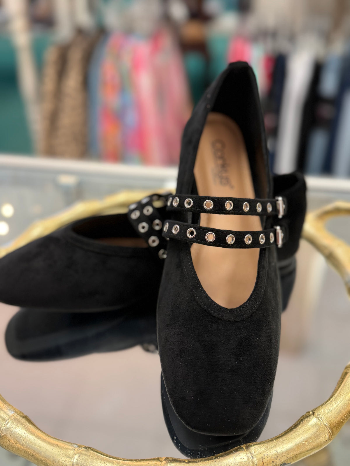 Corkys Black Faux Suede All Eyes on Me Flats