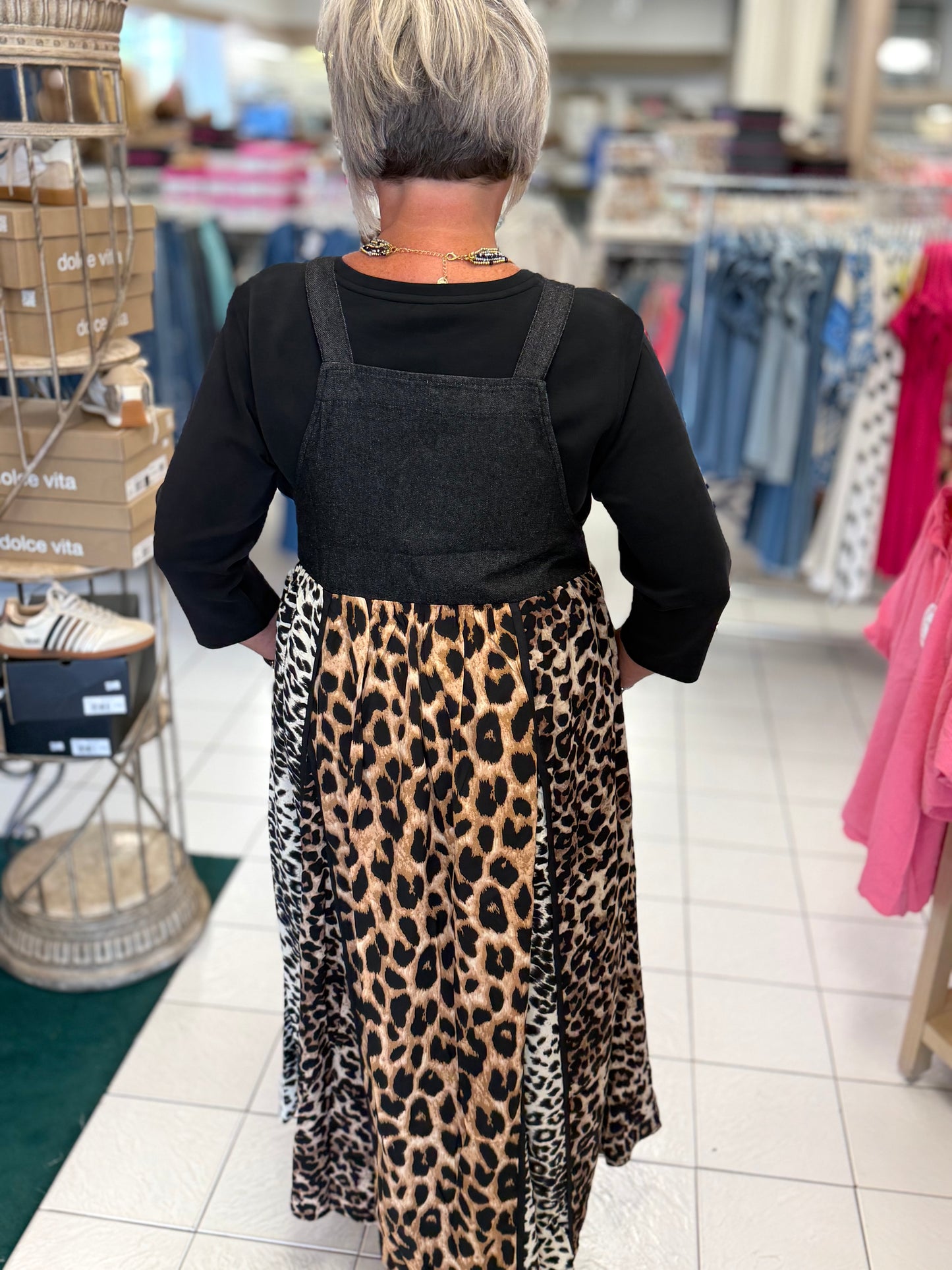 Oddi Mixed Leopard Printed Overall Dress