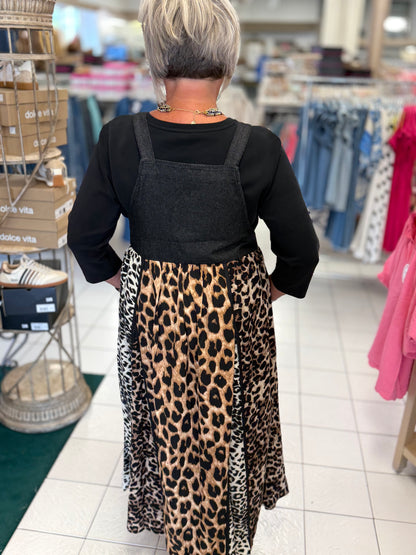 Oddi Mixed Leopard Printed Overall Dress