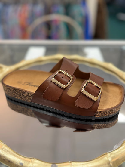 Forever Brown Buckle Sandal