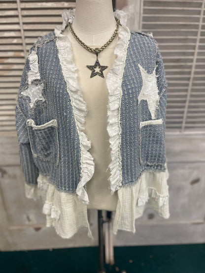 POL Denim Stars & Moon Cardigan