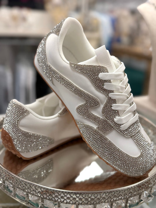 All that Shimmers White & Silver Rhinestone Sneakers