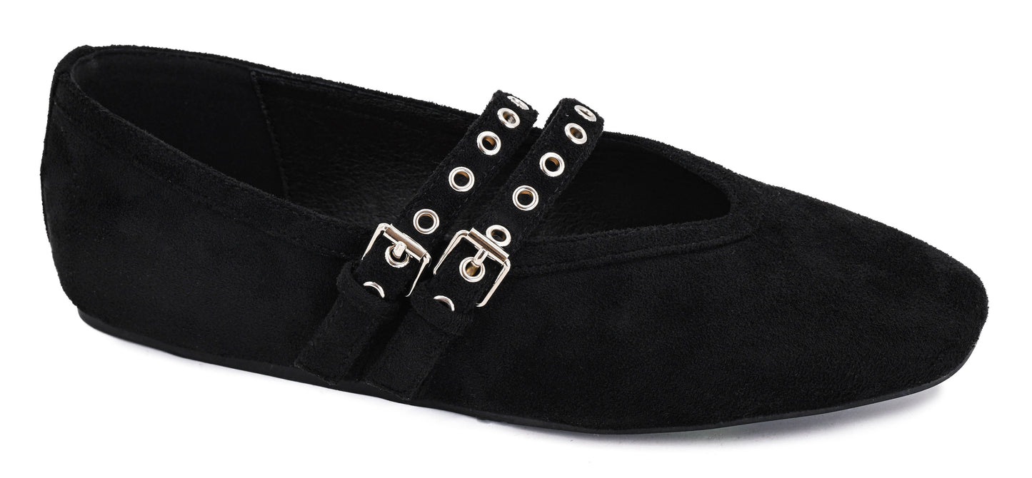 Corkys Black Faux Suede All Eyes on Me Flats