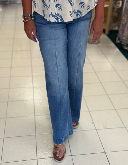 Easel SANDBLASTED WASHED STRETCH DENIM PANTS