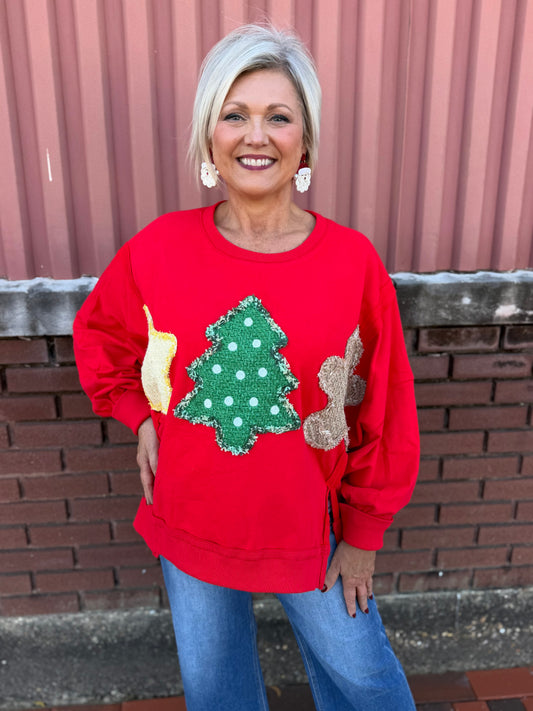 Tweed Christmas Patch Sweatshirt