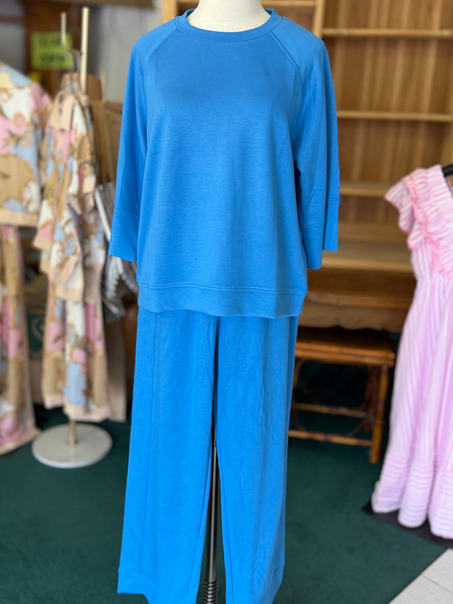 Umgee Cerulean Luxeknit On-The-Go Straight Leg Pants